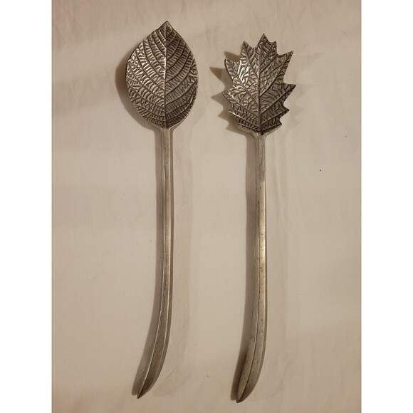 Leaf shaped salad utensils 14" long - Picture 1 of 3